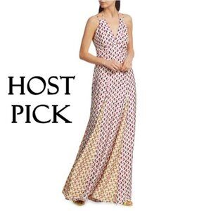 NWT Olivia Palermo printed halter silk maxi dress
